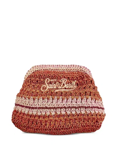 Mc2 Saint Barth Crochet Print Clutch Bag In Brown