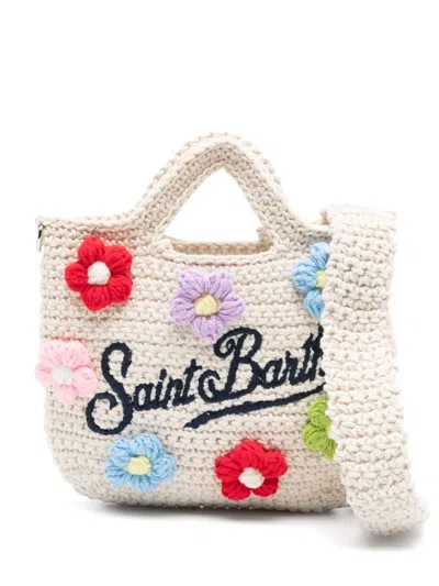 Mc2 Saint Barth Kids' Crochet Tote Bag In White