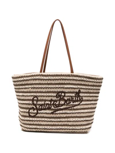 Mc2 Saint Barth Crochet-knit Shoulder Bag In Brown