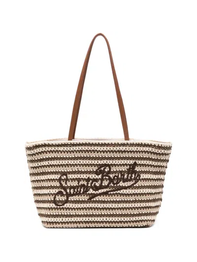 Mc2 Saint Barth Crochet-knit Shoulder Bag In Brown