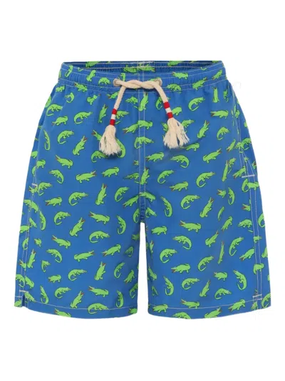 Mc2 Saint Barth Kids' Crocodile-print Swim Shorts