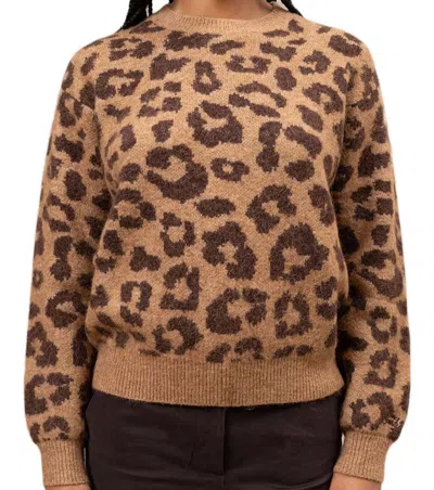 Mc2 Saint Barth Cropped Sweater With All-over Leopard Print In Animal Print