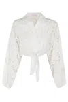 Mc2 Saint Barth Cropped White Shirt With Lace Design