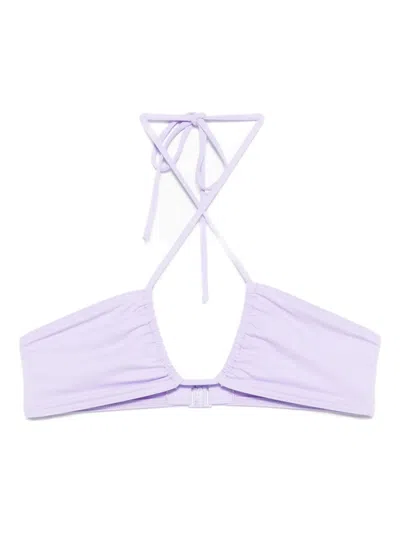 Mc2 Saint Barth Cross-straps Halterneck Bikini Top In Purple