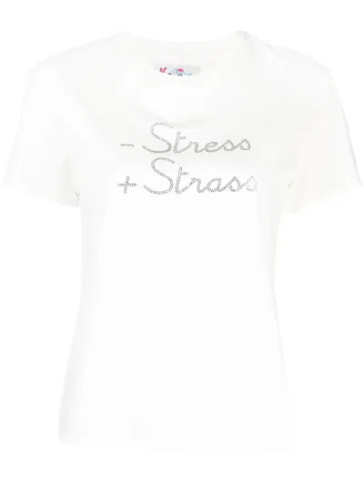 Mc2 Saint Barth Crystal-embellished Cotton T-shirt In Neutrals