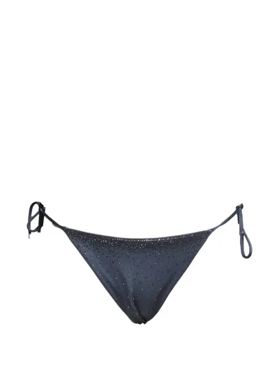 Mc2 Saint Barth Crystal-embellished Side-tie Bikini Bottoms In Blue