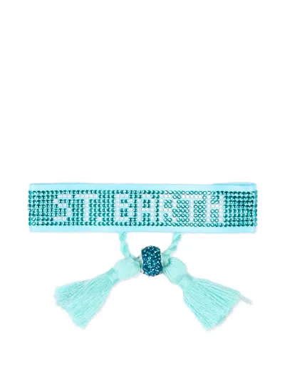 Mc2 Saint Barth Crystal-embellished Tassel-detail Bracelets In Blue
