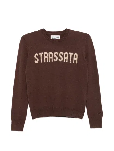 Mc2 Saint Barth Crystal-embellished Wool Sweater In Brown