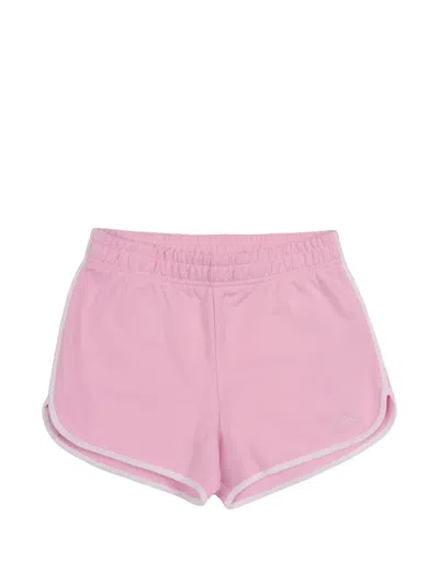 Mc2 Saint Barth Kids' Curly Embroidered-logo Contrast-trim Shorts In Pink