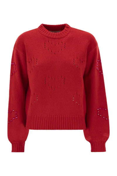 Mc2 Saint Barth Danya - Sweater With Heart Pattern In Red