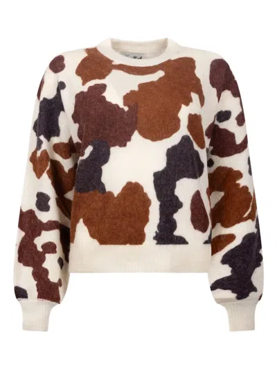 Mc2 Saint Barth Danya Cow-print Sweater In Neutral