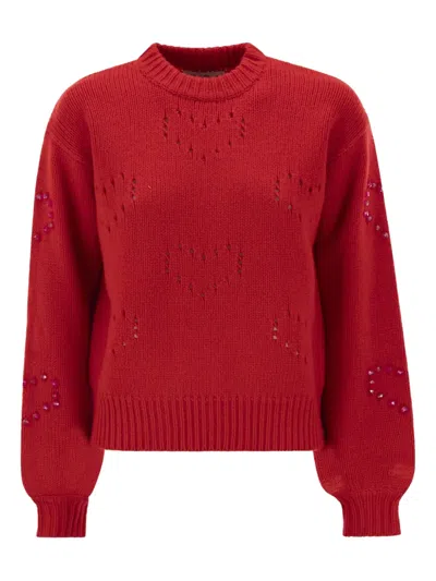 Mc2 Saint Barth Danya Heart Pattern Knitwear In Burgundy