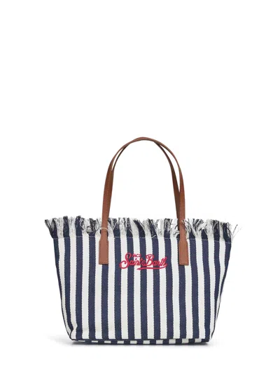 Mc2 Saint Barth Dark Blue And White City Medium Shopper Bag In Multi