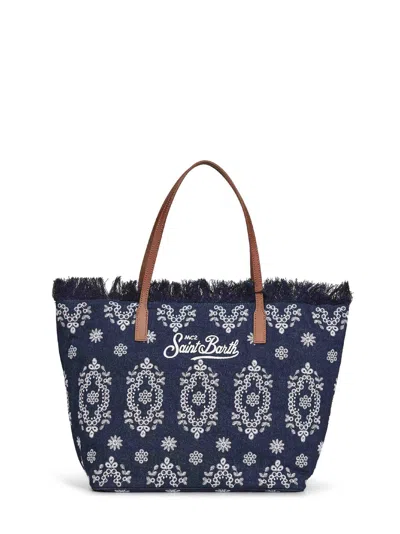 Mc2 Saint Barth Embroidered-logo Shoulder Bag In Blue