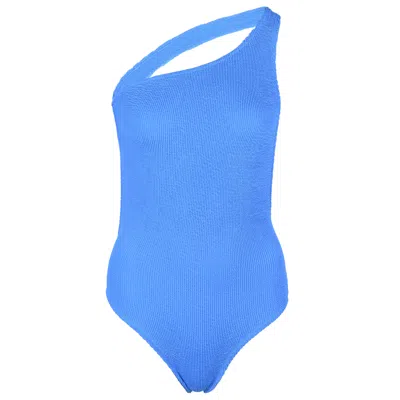 Mc2 Saint Barth Darlene One Shoulder Crinkle One Piece Blue