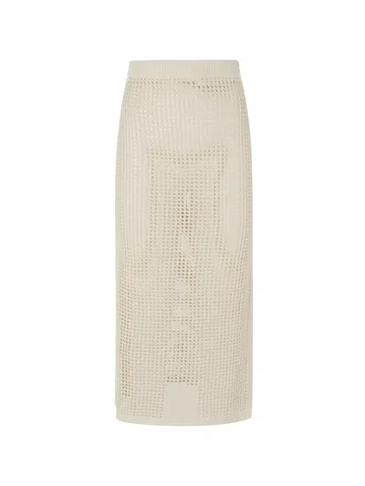 Mc2 Saint Barth Darline Crochet-knit Midi Skirt In White