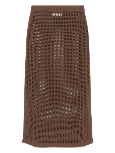 Mc2 Saint Barth Darline Midi Skirt In Brown