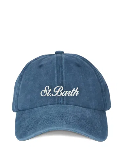 Mc2 Saint Barth Davis Embroidered Denim Baseball Cap In Blue