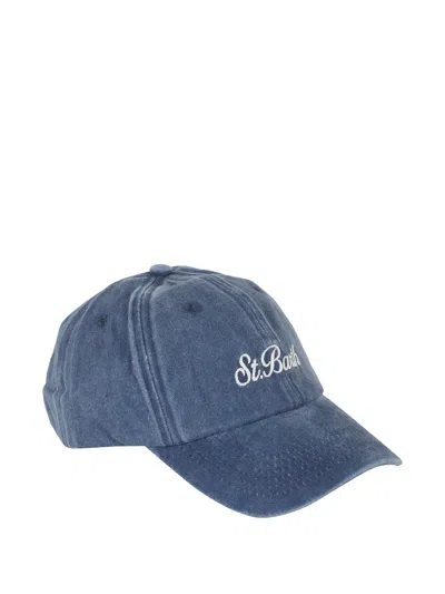 Mc2 Saint Barth Davis Embroidered Denim Baseball Cap In Blue