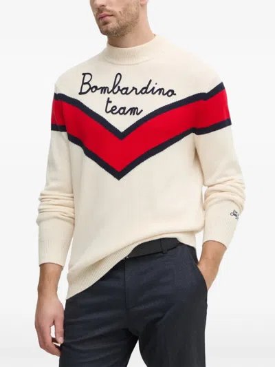 Mc2 Saint Barth Davos Chevron-knit Embroidered Sweater In Multi