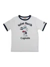MC2 SAINT BARTH DEAN JR WHITE T-SHIRT WITH ROUND NECK AND MAXI LOGO PRINT ON THE FRONT IN COTTON BOY