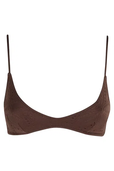 Mc2 Saint Barth Deep Scoop Bikini Top With Back In Brown
