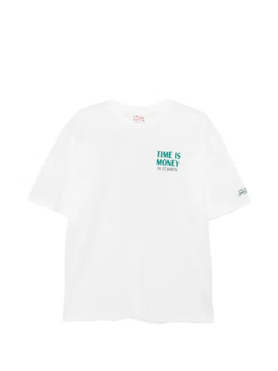 Mc2 Saint Barth Delmar Slogan-print Cotton T-shirt In White