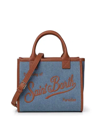 Mc2 Saint Barth Denim And Leather Vanity Bag In Blue