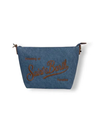 Mc2 Saint Barth Denim Blue Aline Leather Pochette