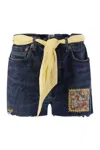 Mc2 Saint Barth Denim Shorts With Belt And Patches
