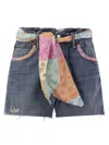 Mc2 Saint Barth Denim Shorts With Belt And Patches In Denim