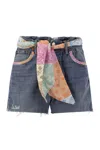 Mc2 Saint Barth Denim Shorts With Belt And Patches In Denim