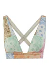 Mc2 Saint Barth Denim Top With Wide Neckline In Multicolor