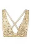 Mc2 Saint Barth Denim Top With Wide Neckline In Sand