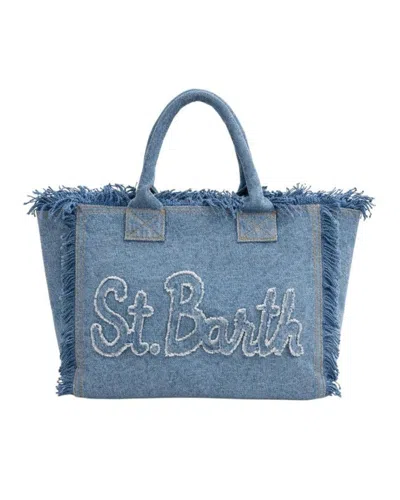 Mc2 Saint Barth Denim Vanity Large Tote In Blue