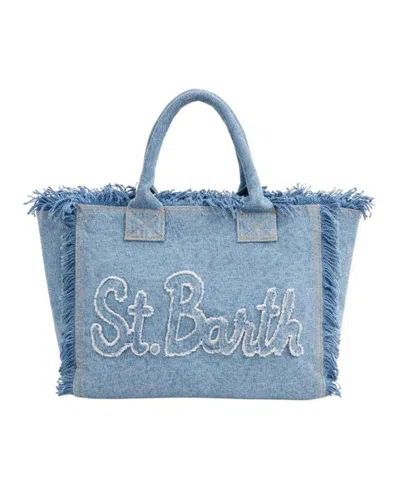 Mc2 Saint Barth Denim Vanity Large Tote In Blue