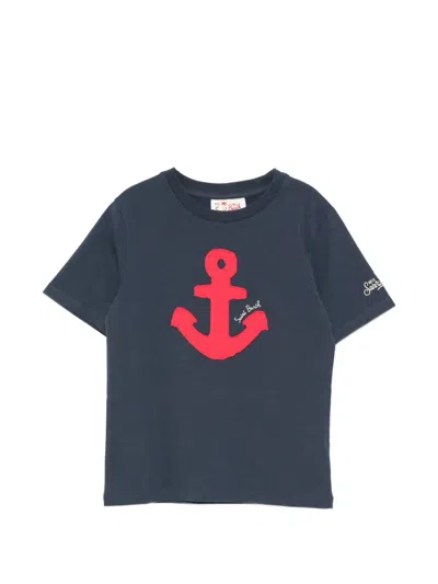 Mc2 Saint Barth Kids' Denver Anchor-patch T-shirt In Blue