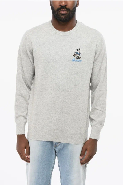 Mc2 Saint Barth Disney Wool Blend Sport Club Crew-neck Sweater With Micky Mo