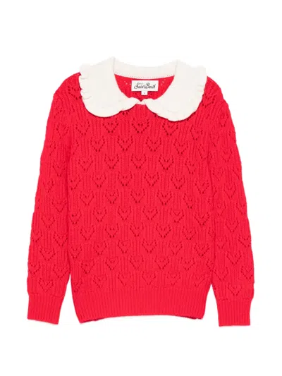 Mc2 Saint Barth Dizzy Jr Ruffled-collar Sweater In Red