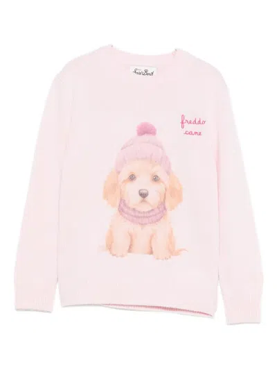 Mc2 Saint Barth Kids' Dog-motif Sweater In Pink