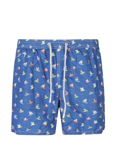 Mc2 Saint Barth Dog Print Swimming Shorts In Blue