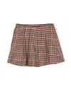 Mc2 Saint Barth Dogtooth-pattern Pleated Miniskirt In Brown