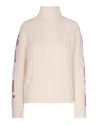 Mc2 Saint Barth Ivory Adler Turtleneck Sweater With Lurex Embroidery In Neutral