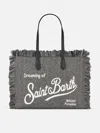 Mc2 Saint Barth Donegal Vanity Fringed Shoulder Bag With Herringbone Pattern In Grey