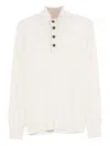 Mc2 Saint Barth Dorian Buttoned High-neck Sweater In White