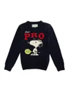 Mc2 Saint Barth Douglas Blue Sweater With Snoopy Padel Pro Embroidery In Wool And Cashmere Blend Boy In Blu