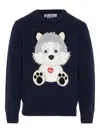 Mc2 Saint Barth Douglas Wolf-appliqué Sweater In Blue