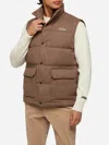 Mc2 Saint Barth Down Padded Vest Thunder With Pied De Poul Print In Green