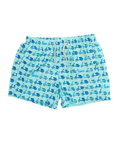 Mc2 Saint Barth Drawstring Elastic Waist Swim Shorts In Blue