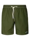 Mc2 Saint Barth Drawstring-fastening Contrast-stitching Swim Trunks In Green